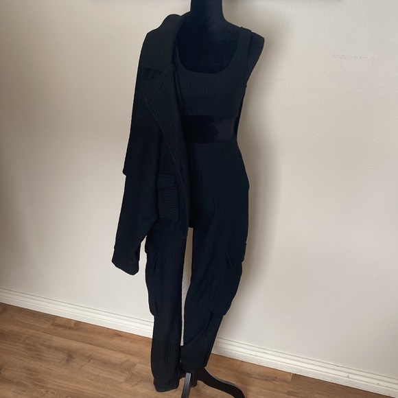 Black fashion sweat suit 3 piece - Picture 6 of 12